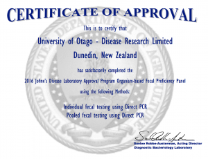 DRL Faecal Testing Certificate