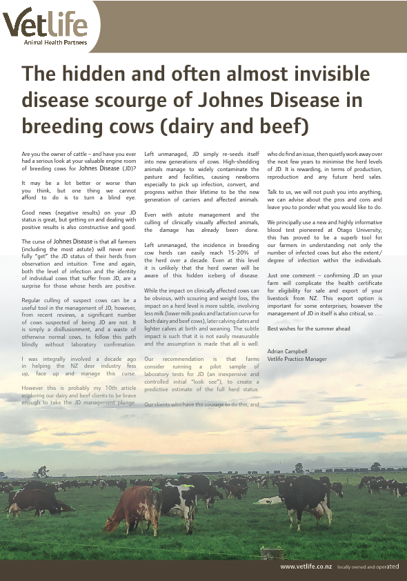 Download The hidden and often almost invisible disease scourge of Johnes Disease in breeding cows (dairy and beef)